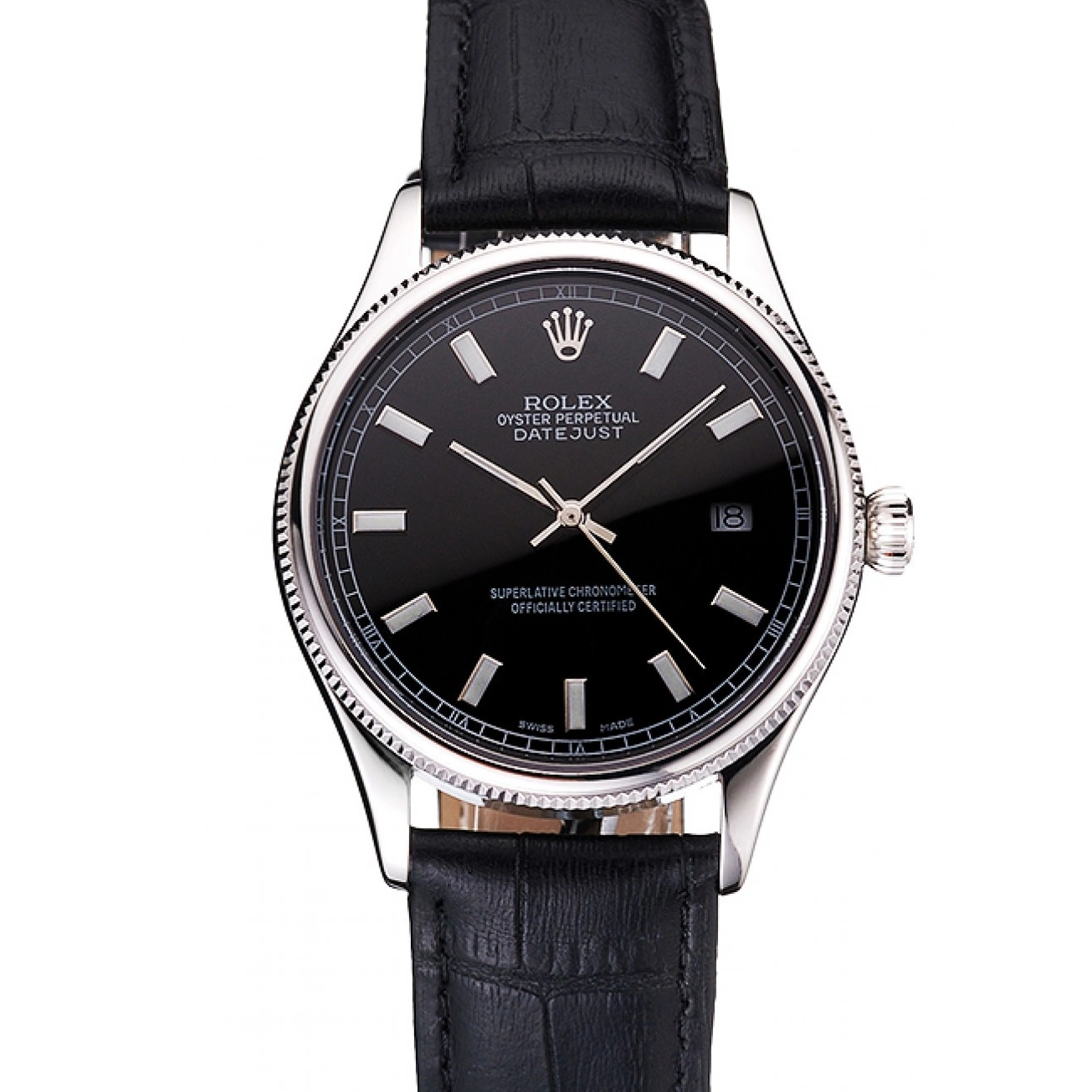 Best AAA Replica Sites Black Case Bracelet And Rolex Swiss Stainless Datejust Dial Steel 0728